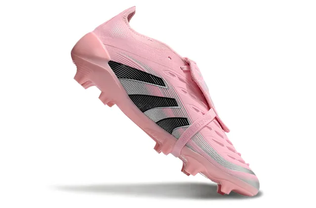 Adidas Predator Pink Black Low-Cut Lace-Up Asymmetric Lacing Firm-Ground Soccer Shoes 6
