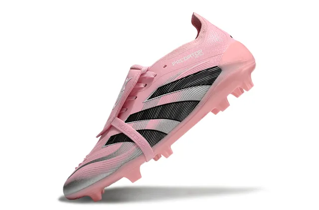 Adidas Predator Pink Black Low-Cut Lace-Up Asymmetric Lacing Firm-Ground Soccer Shoes 7