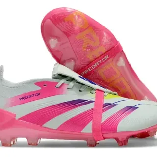 Adidas Predator Pink Gray Low-Cut Molded-Stud Boot Translucent Sole Firm-Ground Soccer Shoes