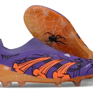 Adidas Predator Purple Orange Low-Cut Sock-Fit Upper Firm-Ground Soccer Shoes
