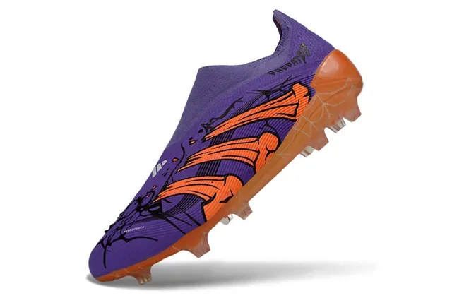 Adidas Predator Violet Orange Low-Cut Sock-Fit Surface Firme Chaussures de Football 3