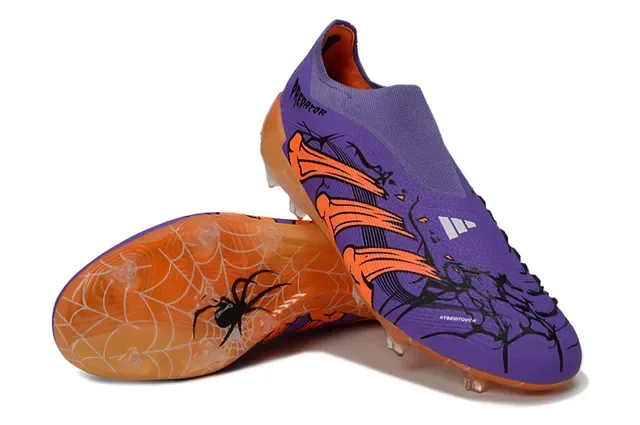 Adidas Predator Violet Orange Low-Cut Sock-Fit Surface Firme Chaussures de Football 4