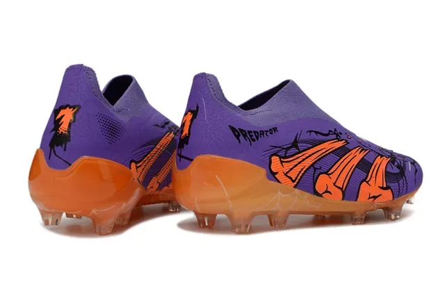Adidas Predator Violet Orange Low-Cut Sock-Fit Surface Firme Chaussures de Football 5