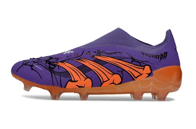 Adidas Predator Violet Orange Low-Cut Sock-Fit Surface Firme Chaussures de Football 7