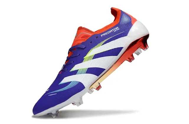 Adidas Predator Violet Rouge Partie Supérieure Synthétique Ribbelée Superposition de Trois Rayures Terrain Ferme Chaussures de Football 3