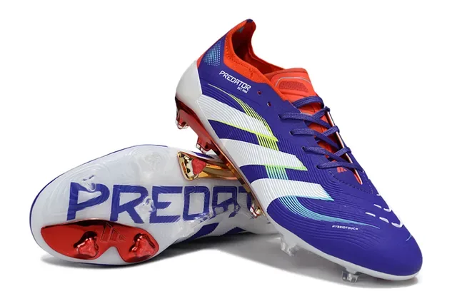 Adidas Predator Violet Rouge Partie Supérieure Synthétique Ribbelée Superposition de Trois Rayures Terrain Ferme Chaussures de Football 4