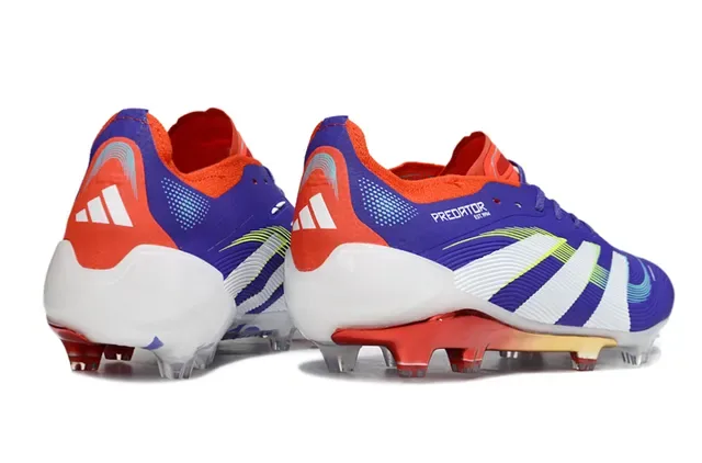 Adidas Predator Violet Rouge Partie Supérieure Synthétique Ribbelée Superposition de Trois Rayures Terrain Ferme Chaussures de Football 5