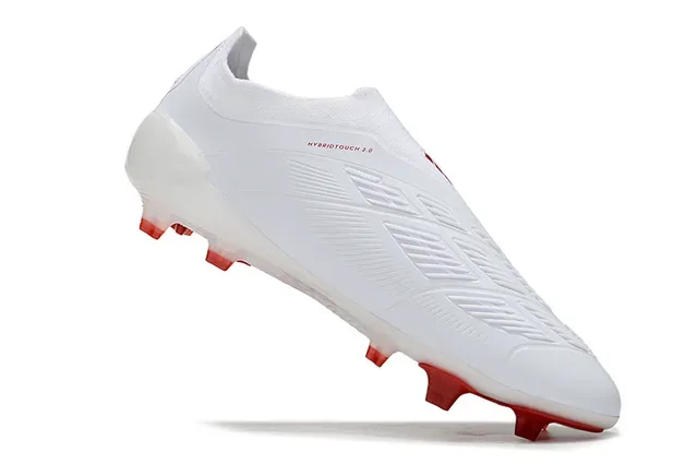 Adidas Predator White and Red Firm-Ground Soccer Shoes 2