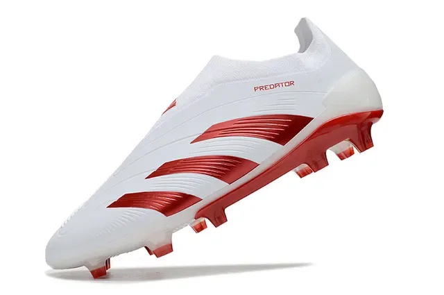 Adidas Predator White and Red Firm-Ground Soccer Shoes 3