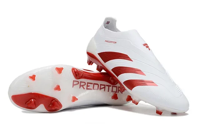 Adidas Predator White and Red Firm-Ground Soccer Shoes 4