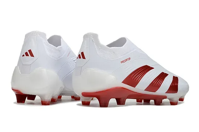 Adidas Predator White and Red Firm-Ground Soccer Shoes 5