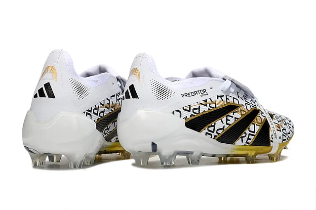 Adidas Predator White Black Low-Cut Lace-Up Graphic-Print Upper Firm-Ground Soccer Shoes 5