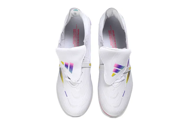 Adidas Predator White Multicolor Iridescent Gradient Stripes Holographic Heel Counter Firm-Ground Soccer Shoes 2