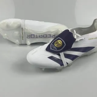 Adidas Predator White Purple Synthetic Upper TPU Cage And Stripes Firm-Ground Soccer Shoes