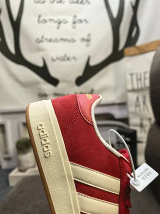Adidas Red Beige Suede Upper Three-Stripe Side Panel Lifestyle Sneakers 3