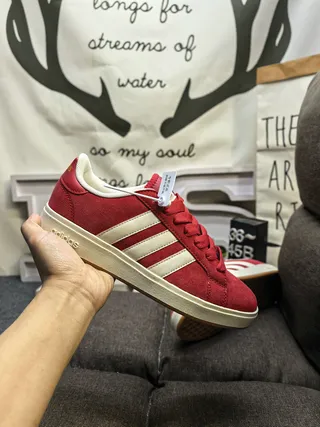 Adidas Red Beige Suede Upper Three-Stripe Side Panel Lifestyle Sneakers 5