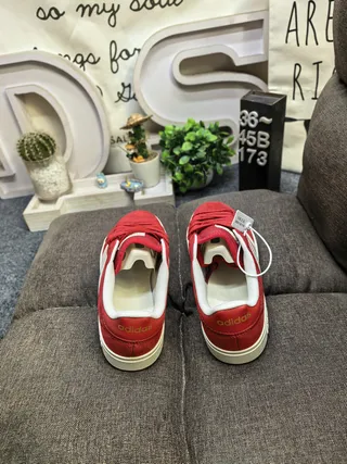 Adidas Red Beige Suede Upper Three-Stripe Side Panel Lifestyle Sneakers 8