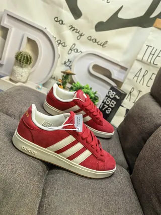 Adidas Red Beige Suede Upper Three-Stripe Side Panel Lifestyle Sneakers 9