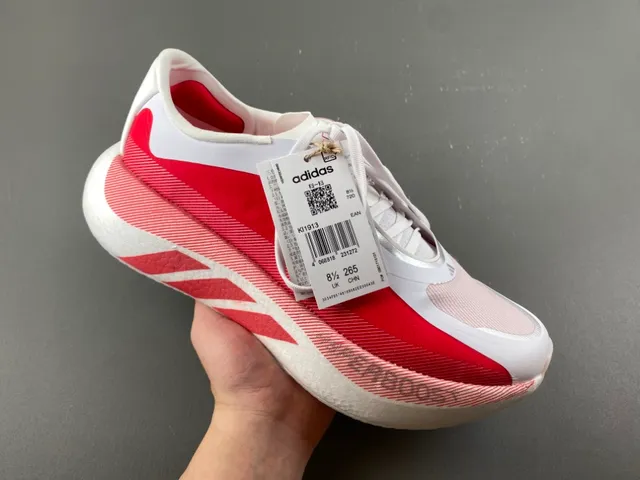 Adidas Red White Color-Blocked Engineered Mesh Upper Running Shoes 1