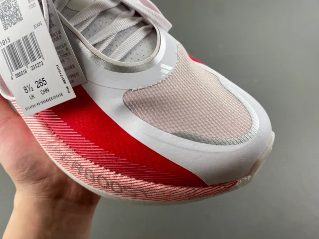 Adidas Red White Color-Blocked Engineered Mesh Upper Running Shoes 2