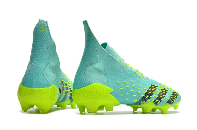 Adidas Red Yellow High-Cut Sock-Fit Collar Textured Spiked Upper Firm-Ground Soccer Shoes 5