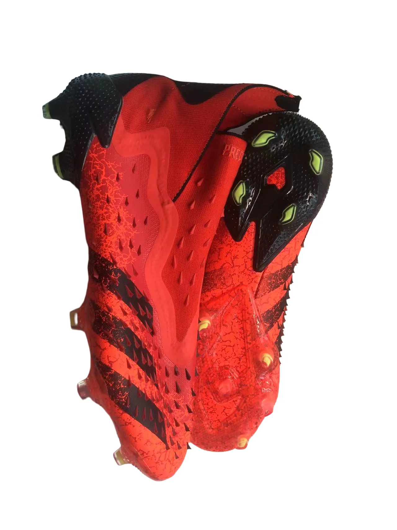 Adidas Red Yellow High-Cut Sock-Fit Collar Textured Spiked Upper Firm-Ground Soccer Shoes 15