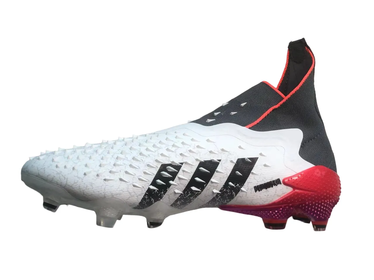 Adidas Red Yellow High-Cut Sock-Fit Collar Textured Spiked Upper Firm-Ground Soccer Shoes 24