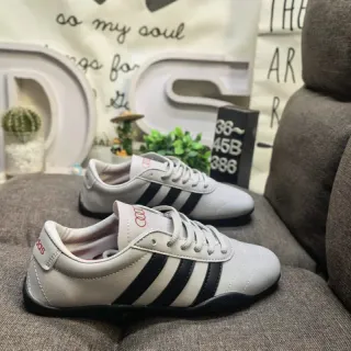 Adidas Samba Beige Black Low-Top Leather-Like Upper Lifestyle Sneakers