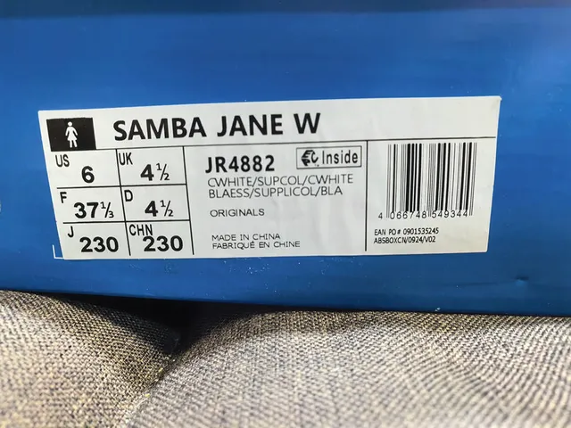 Adidas Samba Beige Bleu Sans Lacets Silhouette Trois Rayures Panneau Latéral Chaussures Mary Jane 2