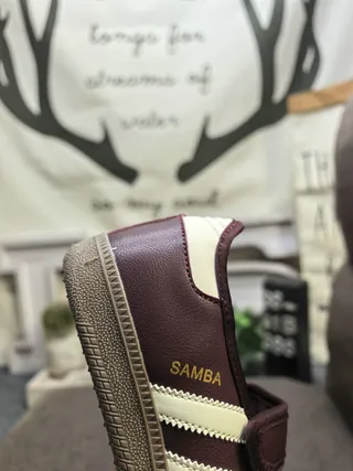 Adidas Samba Beige Bleu Sans Lacets Silhouette Trois Rayures Panneau Latéral Chaussures Mary Jane 23