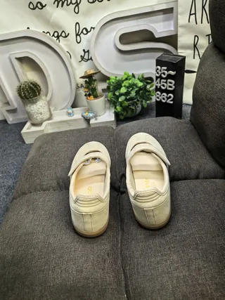 Adidas Samba beige marron sans lacets Velcro sangle dessus en daim Mary Jane chaussures 8