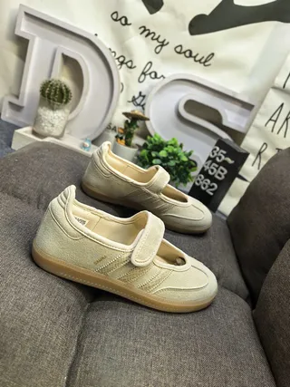 Adidas Samba beige marron sans lacets Velcro sangle dessus en daim Mary Jane chaussures 9