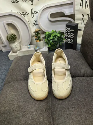 Adidas Samba beige marron sans lacets Velcro sangle dessus en daim Mary Jane chaussures 10