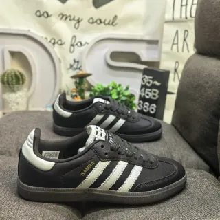 Adidas Samba Black and White Leather Lifestyle Sneakers