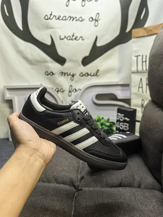 Adidas Samba Black and White Leather Lifestyle Sneakers 5