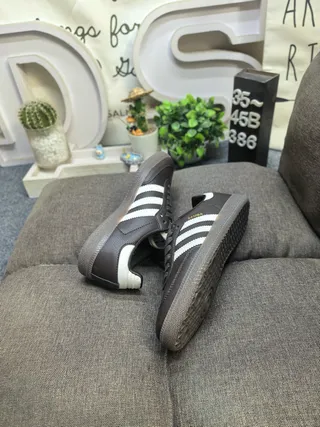 Adidas Samba Black and White Leather Lifestyle Sneakers 6