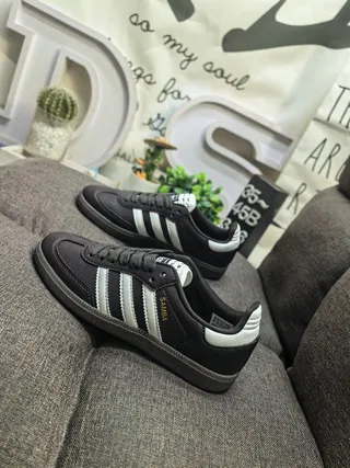 Adidas Samba Black and White Leather Lifestyle Sneakers 7
