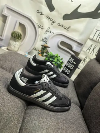 Adidas Samba Black and White Leather Lifestyle Sneakers 9