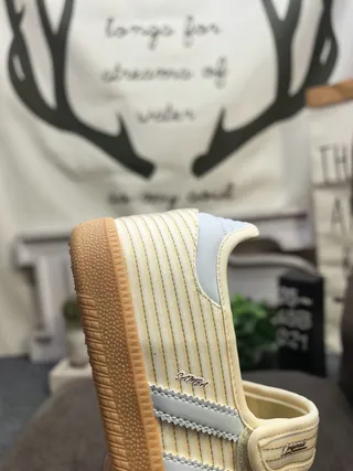 Adidas Samba Classic Cream and Light Blue Lifestyle Sneakers 9