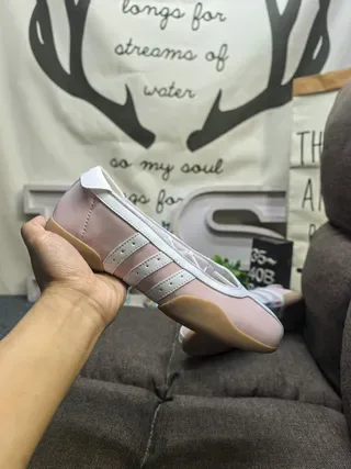 Adidas Samba Gray Beige Laceless Slip-On Metallic Silver Upper Lifestyle Sneakers 5