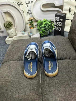 Adidas Samba Lace-Up Mule Blue Suede Casual Shoes 8