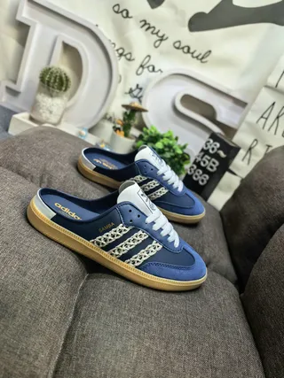 Adidas Samba Lace-Up Mule Blue Suede Casual Shoes 9