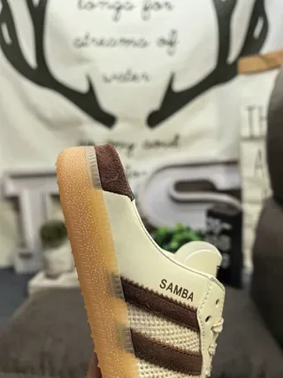 Adidas Samba Off-White and Brown Mesh Lifestyle Sneakers 3