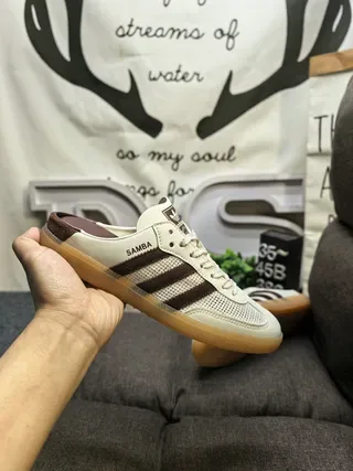 Adidas Samba Off-White and Brown Mesh Lifestyle Sneakers 5