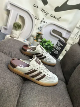 Adidas Samba Off-White and Brown Mesh Lifestyle Sneakers 9