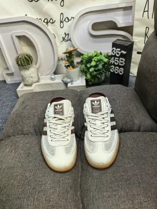 Adidas Samba Off-White and Brown Mesh Lifestyle Sneakers 10