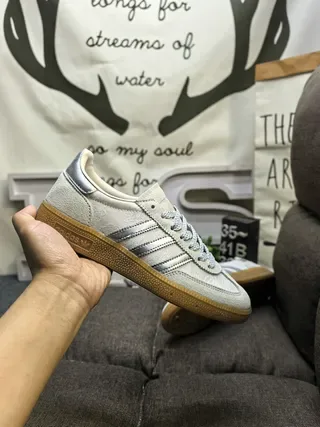Adidas Samba OG Light Beige and Silver Metallic Lifestyle Sneakers 5