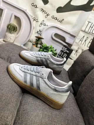 Adidas Samba OG Light Beige and Silver Metallic Lifestyle Sneakers 7