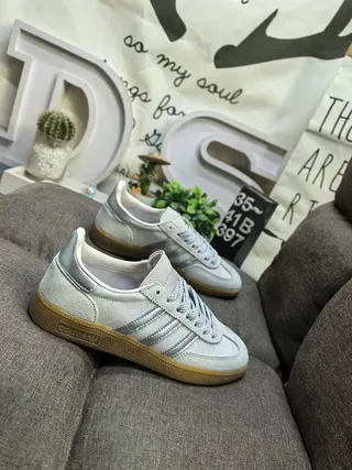 Adidas Samba OG Light Beige and Silver Metallic Lifestyle Sneakers 9