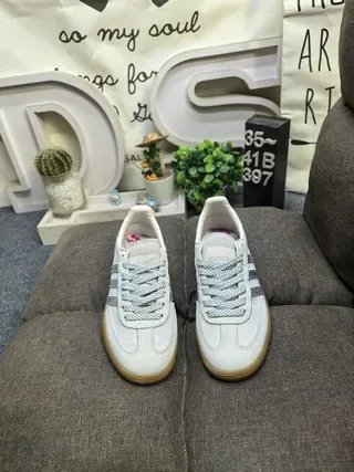 Adidas Samba OG Light Beige and Silver Metallic Lifestyle Sneakers 10